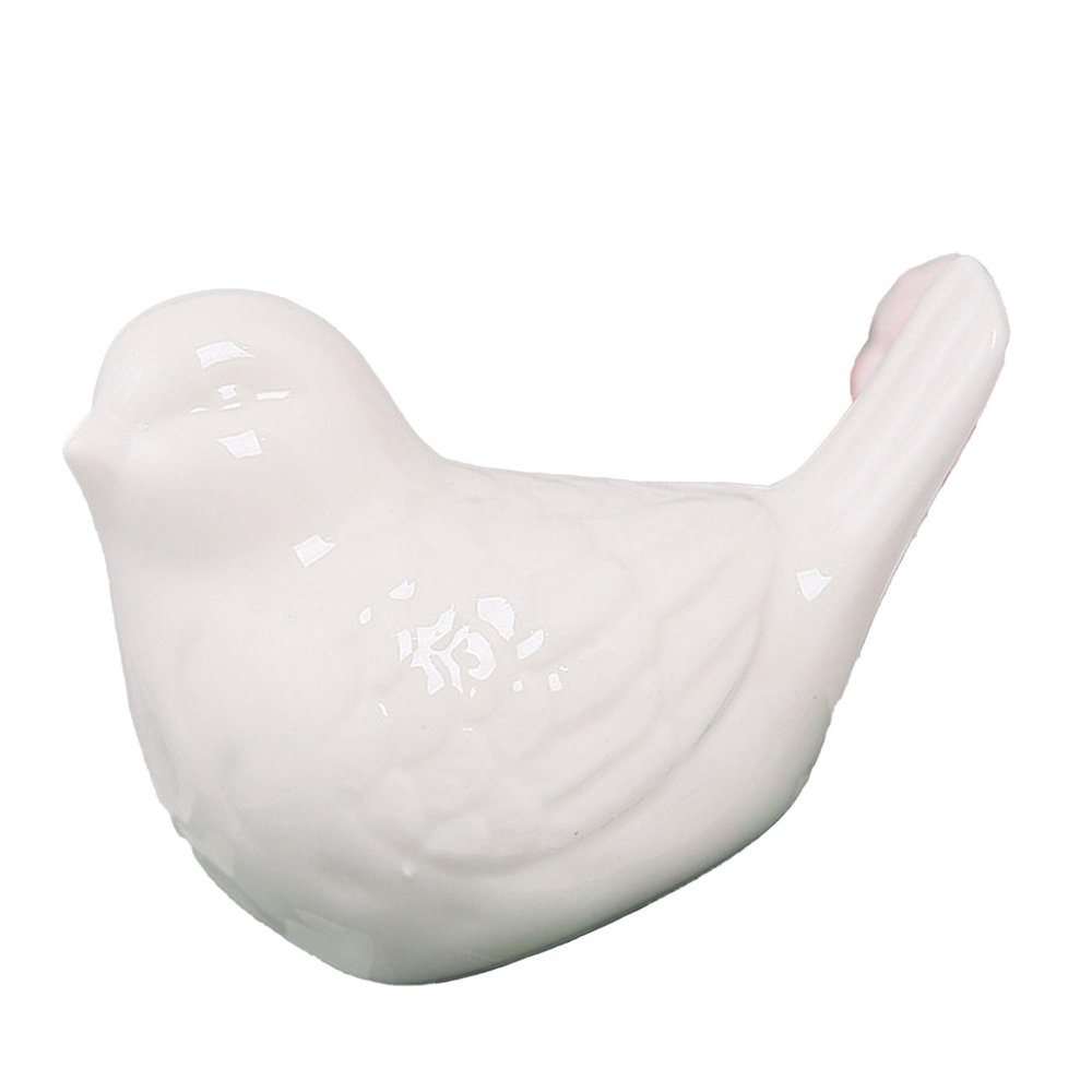 Nurnesy Cute Bird Ornament, Ceramic Bird Sculpture, Modern Simple Bird Ornament for Living Room Home Decor (White)