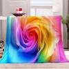 Soft Flannel Throw Blanket 100 x 130 cm, Colorful Rose Petal Print view 1