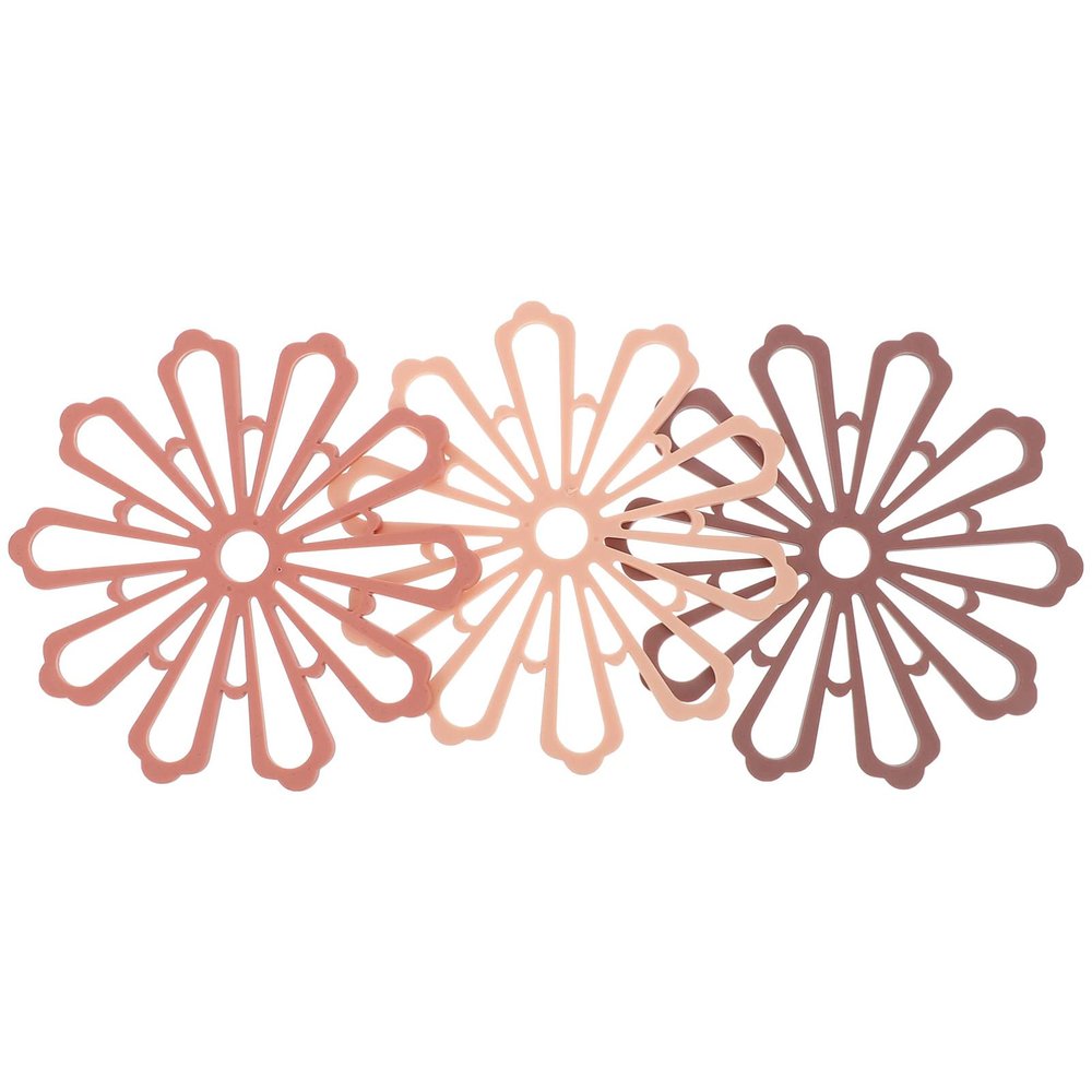 Flower-Shaped TPR Kitchen Pot Mats, 3-Piece Set, Brown, Heat-Resistant