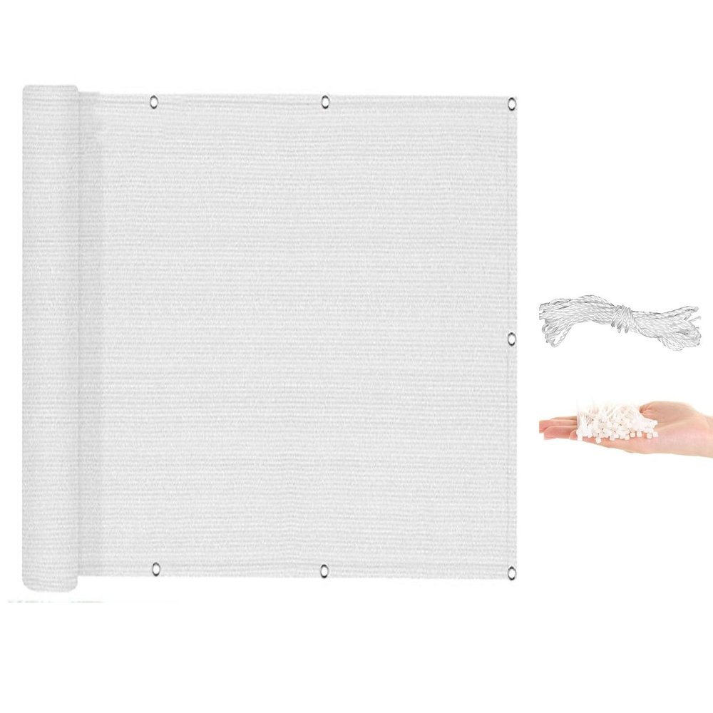 Privacy Fence Screen 105 x 950 cm, Weather-Resistant HDPE Sunshade for Balcony or Garden Fence, White