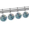 12-Piece Stainless Steel Shower Curtain Hooks with Crystal Glass, Blue Vinyl Record Pattern view 2