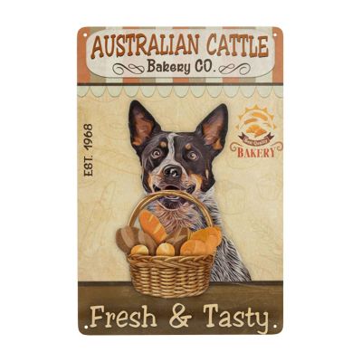 Metal Tin Sign Australian Cattle Dog Bakery Co. Vintage Bar Club Cave Home Kitchen Rustic Wall Art Decor Funny Sign 30 x 20 cm
