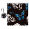 Eslifey Shower Curtain with 10 Hooks, Skull Blue Butterfly Pattern, 168 x 183 cm view 1