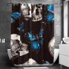 Eslifey Shower Curtain with 10 Hooks, Skull Blue Butterfly Pattern, 168 x 183 cm view 2