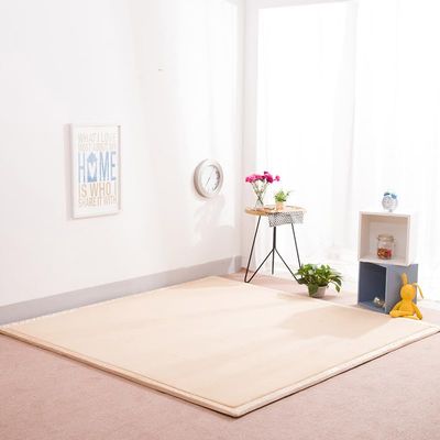 Dmkjdzsw Thick Coral-Red Velvet Mat, Tatami Rug, Non-Slip Large Play Mat, 120 x 200 cm