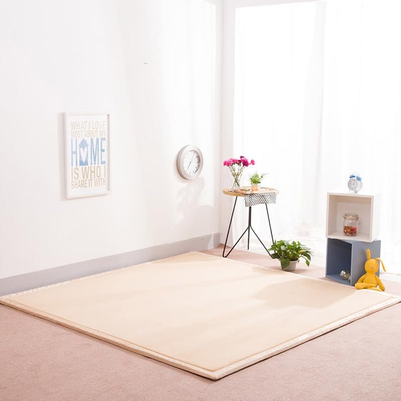 Dmkjdzsw Thick Coral-Red Velvet Mat, Tatami Rug, Non-Slip Enlarged Play Mat, 100 x 150 cm