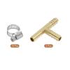QUARKZMAN 5-Piece 3-Way Brass Hose Connector Set, 6 mm T-Fittings with 15 Hose Clamps for Water, Fuel and Air view 3