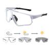 Long Keeper Photochromic Clear Sports Sunglasses for Men and Women, Cycling, Driving, Fishing, Running, UV400 Protection, White view 1