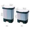 RUNZE765Z Double-Barrel Waste Sorting Bin with Dual Lids, Pedal, B-20L view 2