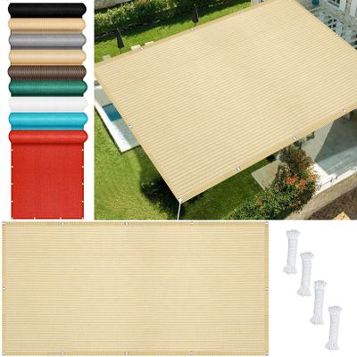 Rectangular Shade Sail with Eyelets, 190 x 380 cm, 98% UV Protection, Cream
