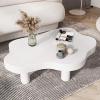 MNBVH Cloud-Shaped Wooden Coffee Table, Irregular 3-Leg Side Table, 90 x 60 x 40 cm, White view 1