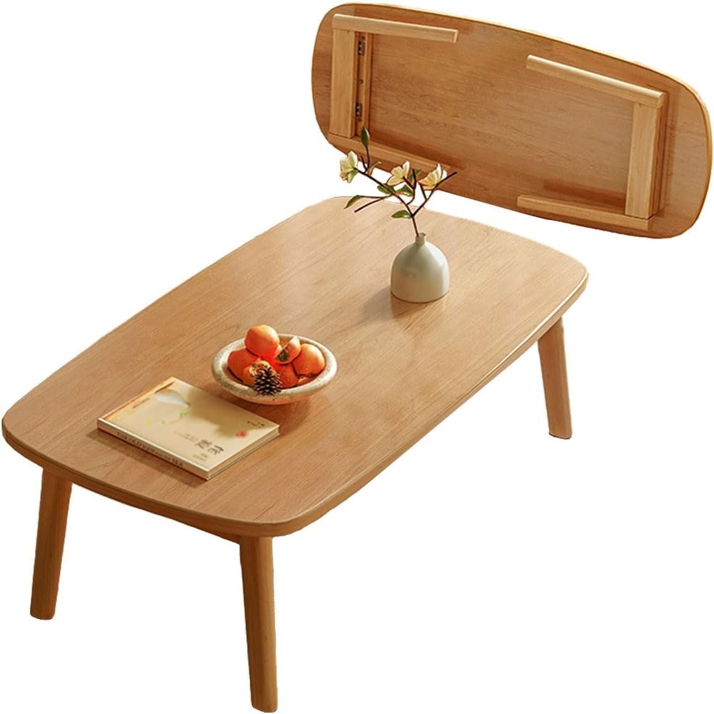 RAYACO Portable Folding Coffee Table, Rectangular Low Floor Table, Natural, 100 cm