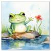 Wallario Glass Stovetop Cover/Splash Guard, 52 x 60 cm, Frog Watercolor view 1