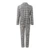 Black Satin Nightdress, Red Plaid Flannel Pajama Pants and Lace Robe view 3
