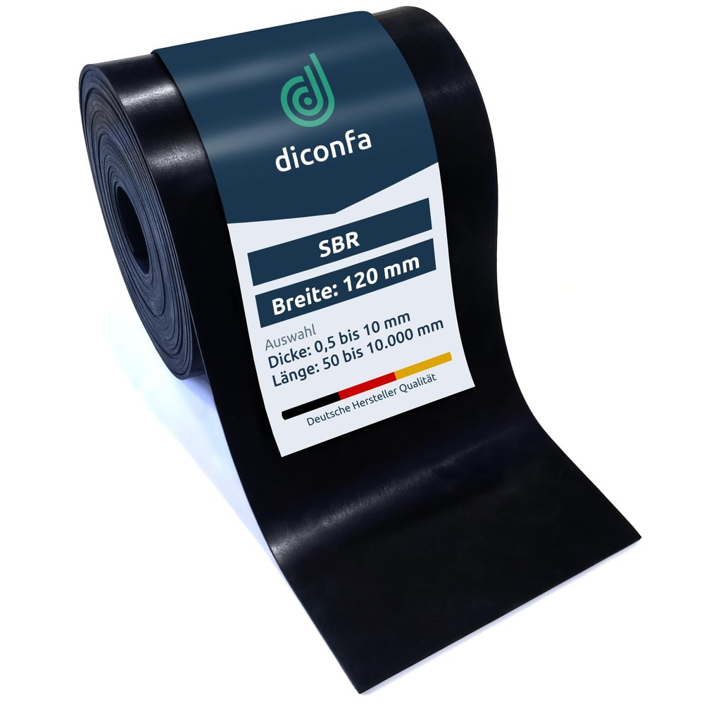 diconfa SBR Rubber Strip, 120 mm Wide, 5,800 mm Long, 6 mm Thick