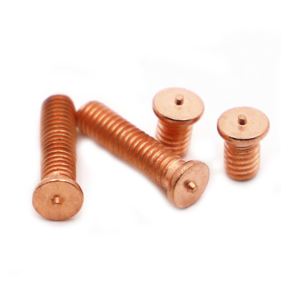 Manoud M6/M8/M10 Copper-Plated Carbon Steel Welding Studs for Capacitor-Discharge Welding (5 mm, M10, 10 pcs)
