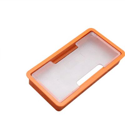 Rectangular Desk Cable Grommet, Plastic Cable Organizer Cover, White/Orange