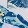 Eslifey Long Shower Curtain Set, 36 x 72.4 in, Blue Wave Stripes and Sea Turtle Pattern, 9 Hooks view 3