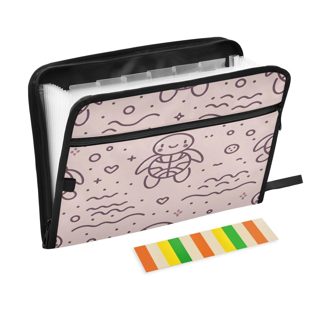 Line Turtle 13-Pocket Document Organizer with Front Zipper Pocket