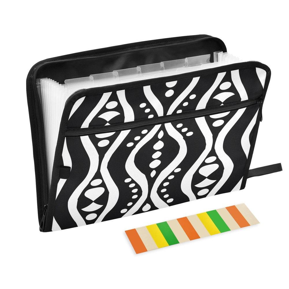 Document Organizer with 13 Compartments and Front Zip Pocket