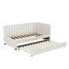 Multifunctional Upholstered Pull-Out Sofa Bed, Beige Flannel, 90 x 200 cm view 1