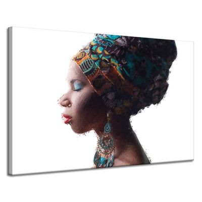 GP TONER Canvas Painting for Office and Home Decor, Black Posing Woman's Face, 120 x 80 cm