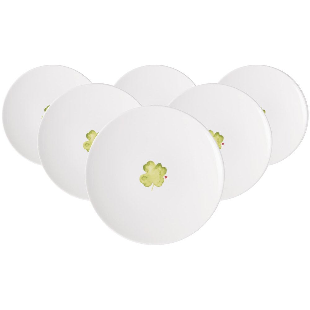 Villeroy & Boch With Love Good Luck Breakfast Plates, Set of 6, 21 x 21 x 2.5 cm