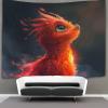 kaiyun Little Red Phoenix Tapestry Wall Hanging, Flame 3D Print, 130 x 150 cm view 1
