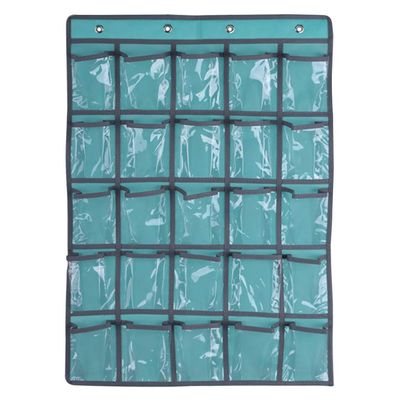 caralin Wall Organizer Chart with 25 Green Transparent Pockets for Classroom, Home, and Closet