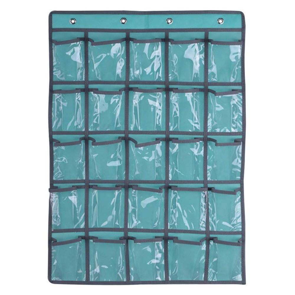 caralin Wall Organizer Chart with 25 Green Transparent Pockets for Classroom, Home, and Closet