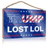 Funny Donald Trump Room Sign, “Trump Lost LOL” Wooden Bathroom Decor, 15 x 28 cm view 1
