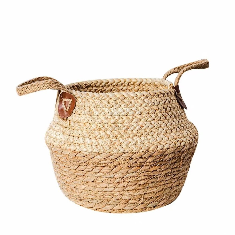 Handwoven Seagrass Plant Basket with Liner, 25 cm
