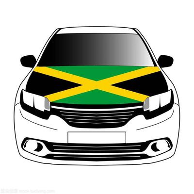 Jamaica Flag Car Hood Cover, Green Yellow Black, Elastic and Washable