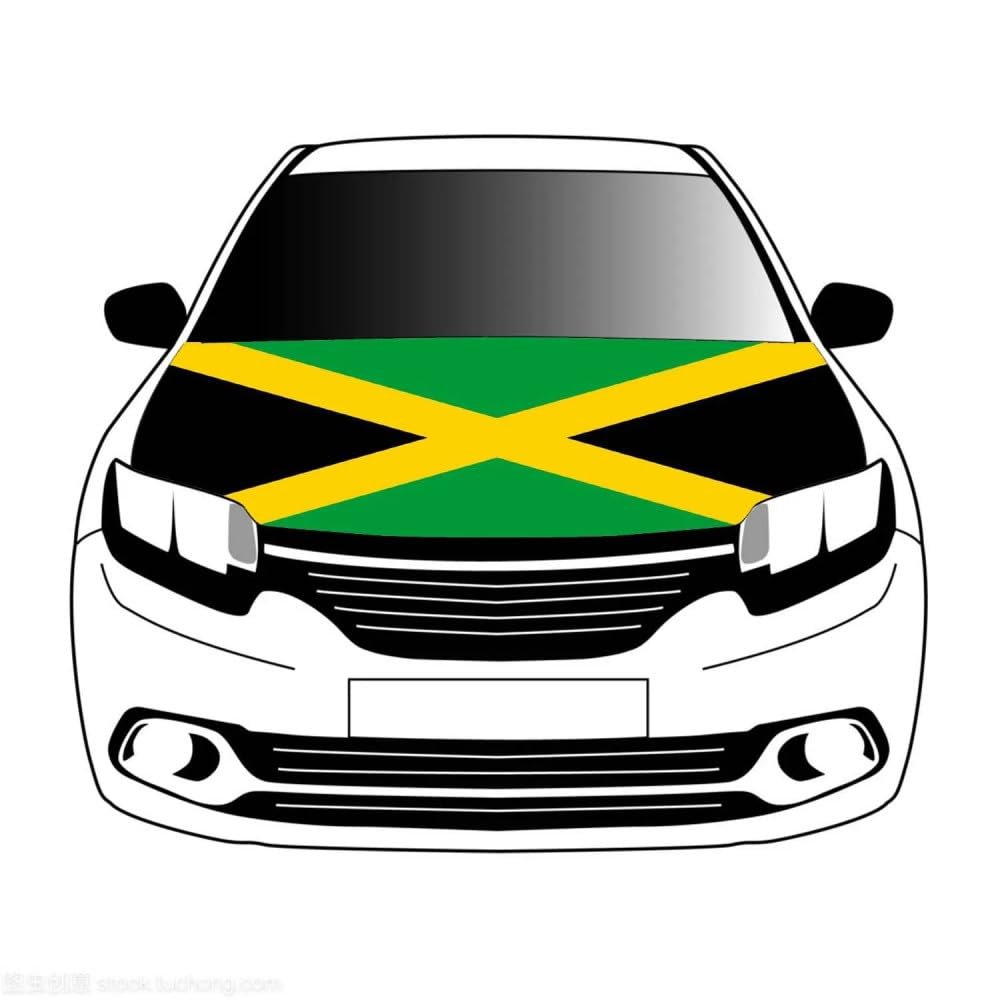 Jamaica Flag Car Hood Cover, Green Yellow Black, Elastic and Washable