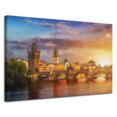 GP TONER Oil-Style Canvas Painting, City Architecture, 120 x 80 cm