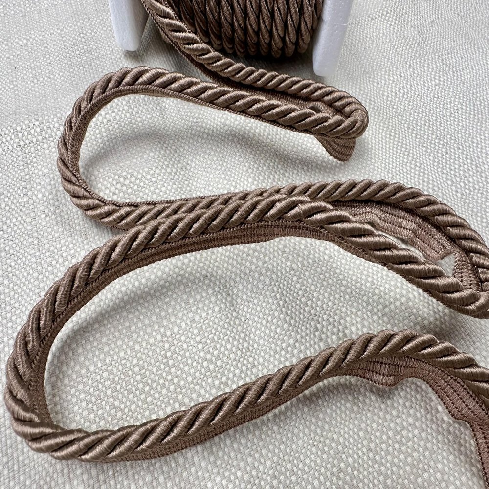 Flanged Piping Cord, 7 mm, Dark Beige, 20 m Roll
