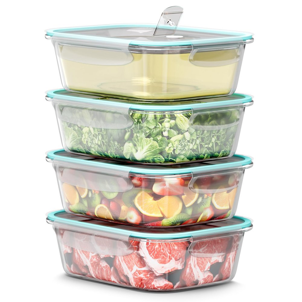 LXUDN Glass Food Storage Containers with Lids, 4 x 1,520 mL