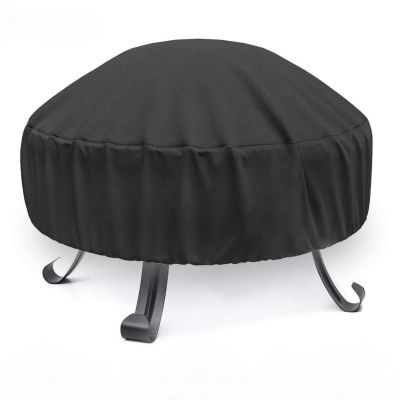 Heavy-Duty Round Patio Fire Pit Cover, Black, Full Coverage, Tear-Resistant, Waterproof, 76 x 70 cm