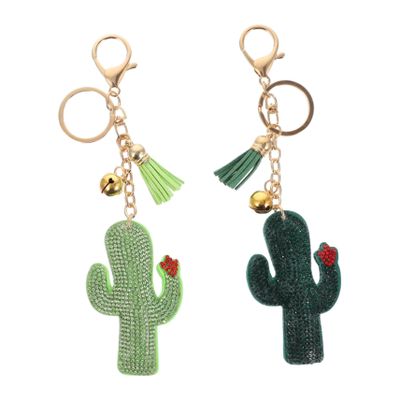 Cactus Rhinestone Keychains, 2 Pieces, for Keys and Bags