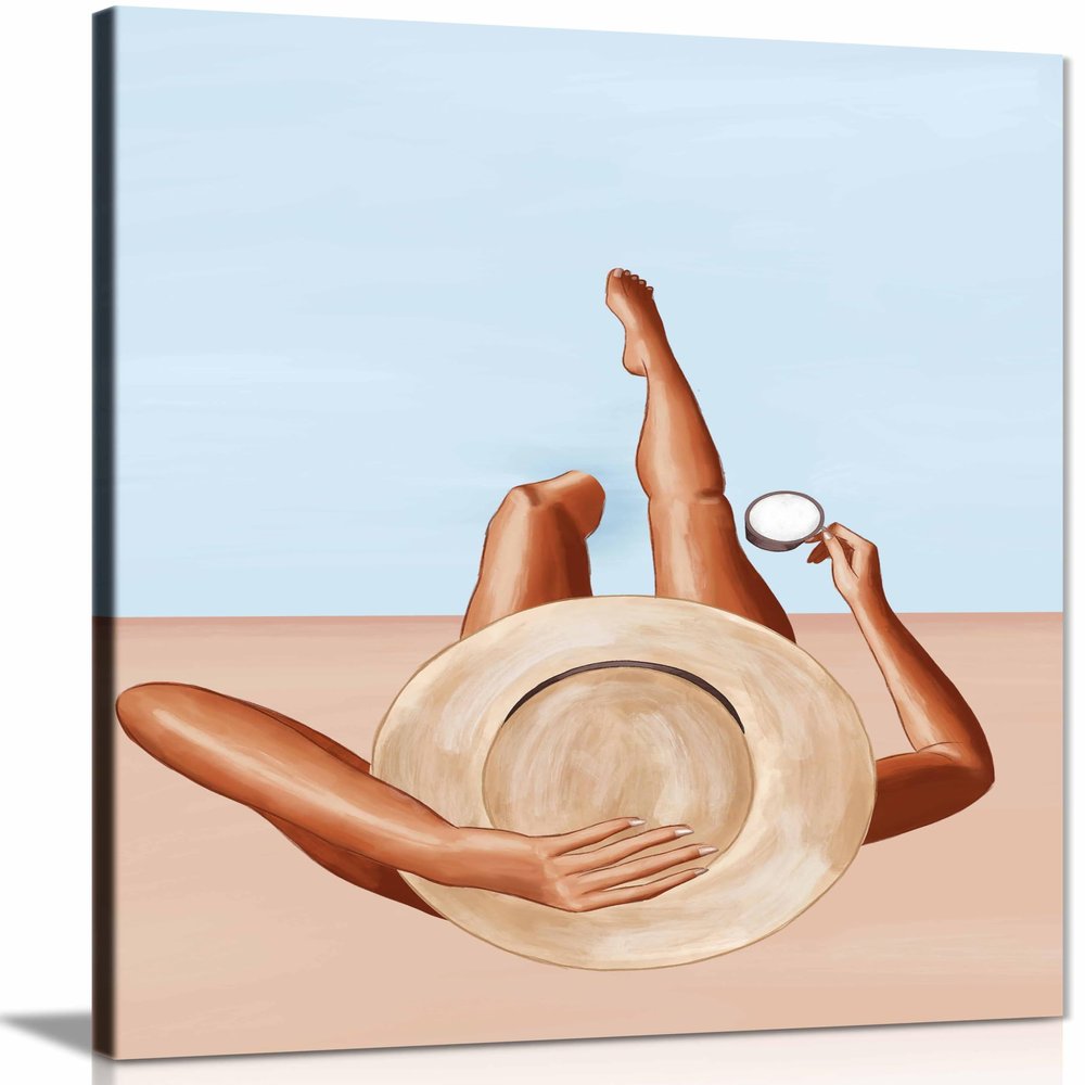 Framed Canvas Print "Poolside Girl," 46 x 31 cm