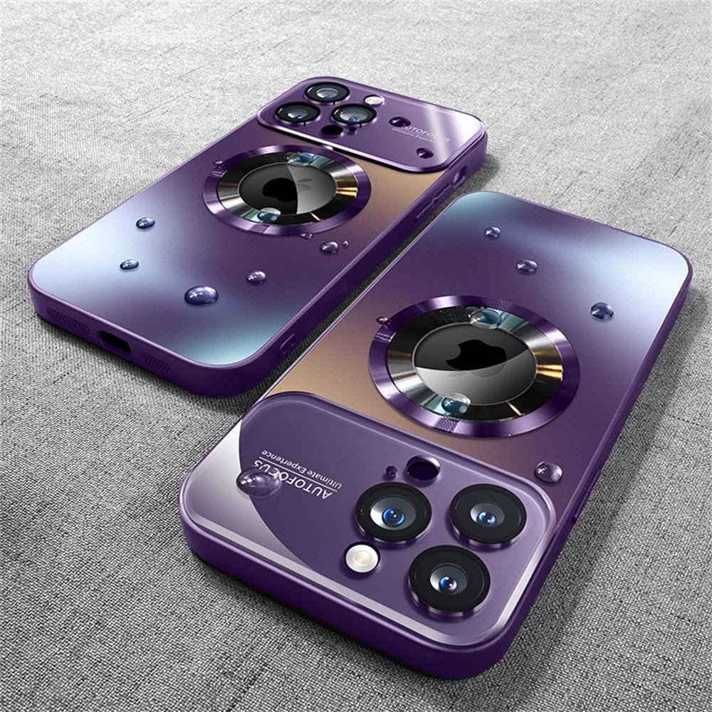 LIFEKA Matte Magnetic Wireless Charging Case with Glass Camera Lens Protection for iPhone 15/14 Pro Max/13/12/11, Purple (iPhone 14 Plus)