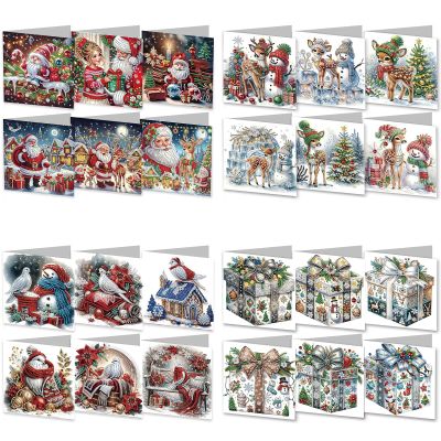CXINLky 5D DIY Diamond Art Christmas Cards, 6-Piece Set