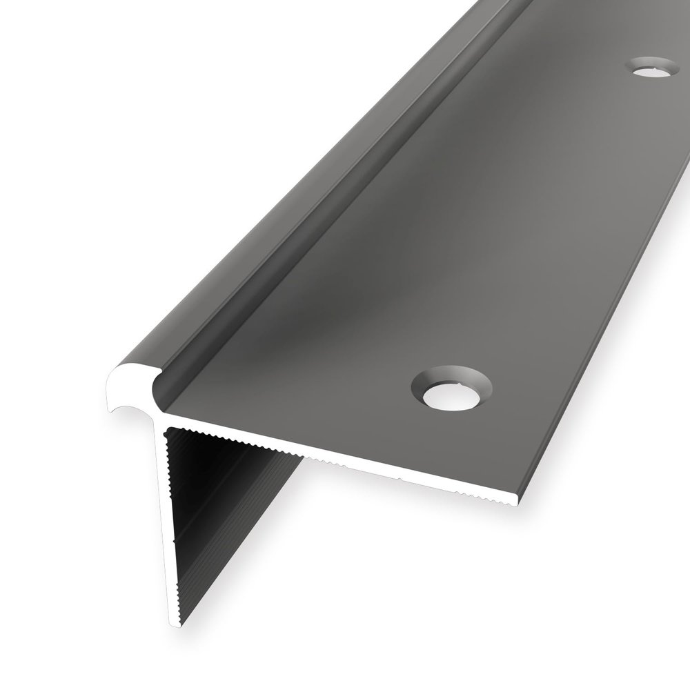 Stair Edge Profile 32 x 42 x 2500 mm, Aluminum Angle Profile, Smooth, Double Offset, Countersunk, Drilled, Stainless Steel, 5 mm Edge Height, Köberit