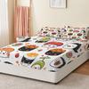Soft Breathable Fitted Sheet 180 x 200 cm, Kawaii Sushi Figures, 30 cm Deep, Microfiber, Multicolor view 2