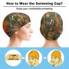 Orange Camo Swim Cap for Women and Men with Long Hair view 3