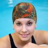 Orange Camo Swim Cap for Women and Men with Long Hair view 4