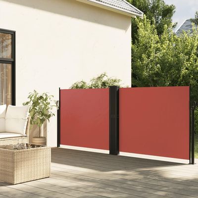 qohoio Retractable Side Awning, Balcony Sunshade and Privacy Screen, Terracotta Red, 120 x 1000 cm