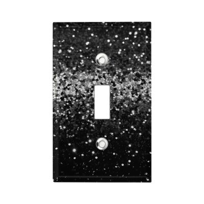 Glitter Light Switch Cover, Unbreakable 1-Gang Toggle Switch Wall Plate, Black/White, 11.4 x 7.1 cm
