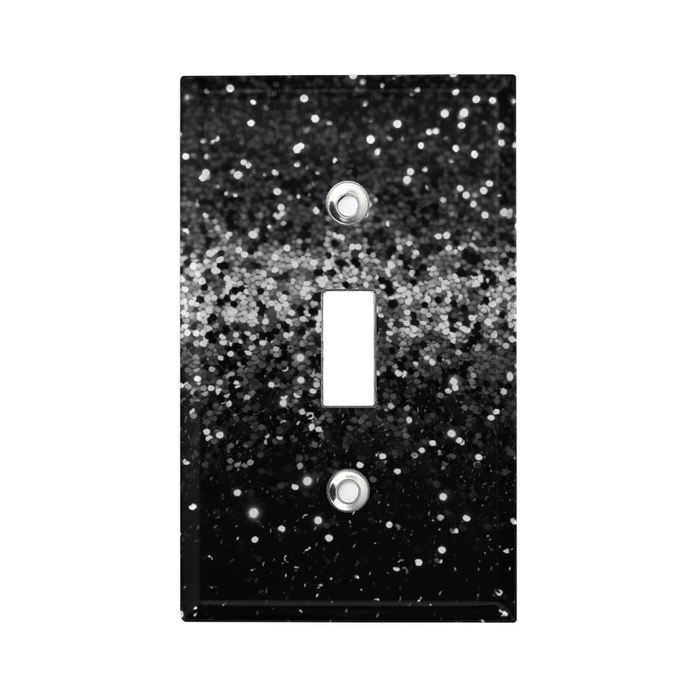 Glitter Light Switch Cover, Unbreakable 1-Gang Toggle Switch Wall Plate, Black/White, 11.4 x 7.1 cm