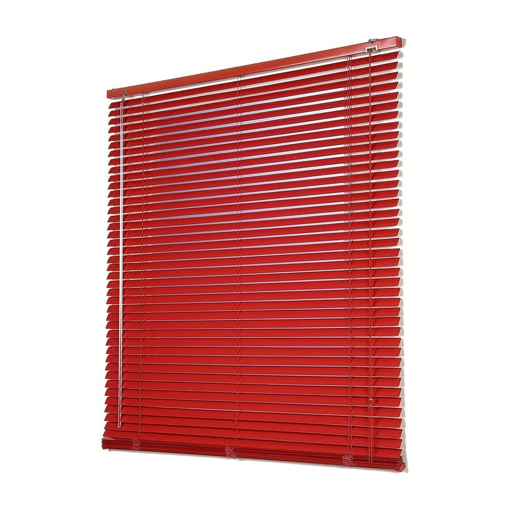 Red Aluminum Venetian Blinds, 25 mm Slats, Widths 50/60/70/90/100/115 cm, Height 90–200 cm
